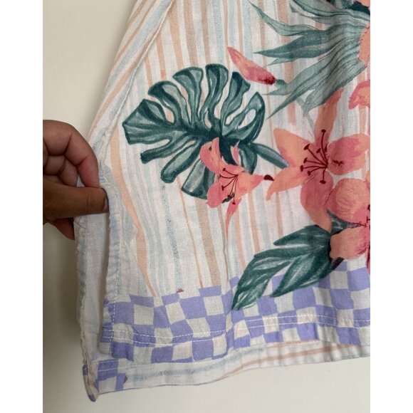 Free People We The Free Retro Tropical Sunset Combo Button Down Shirt Size large - Picture 5 of 8